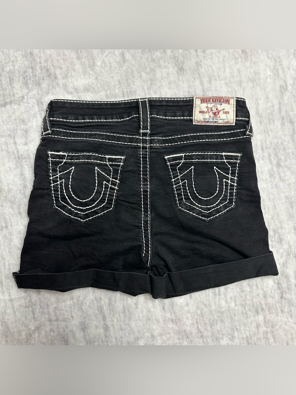 True Religion Contrast Stich Jean Shorts